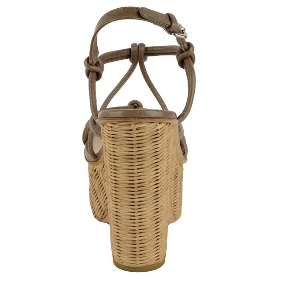 PRADA SHOES KNOTTED LEATHER WICKER WEDGE PLATFORM SANDALS sz 40 / 10 - Picture 7 of 13